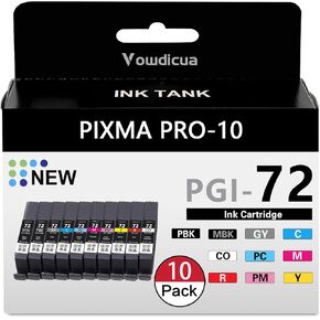 PGI-72 حبر خراطيش عالية العائد بديل PGI72 حبر Canon Pixma Pro-10 Pro-10s (10 حزمة MBK/PBK/C/M/Y/PM/PC/R/GY/CO
