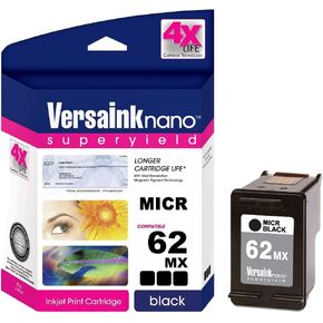 VersaInk-Nano HP 62 MX, XL Black MICR Ink Cartridge for Check Printing