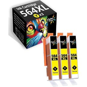 Compatible 564XL Ink Cartridge Yellow Replacement for hp 564 XL for DeskJet 3520 3522 Office-Jet 4620 4622 Photosmart 7510 7520 7525 6520 5520 6510 5510 7515 B8550 C6380 Printer (3-Pack)