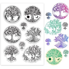 PH PandaHall Tree of Life Clear Stamps for Card Making, Transparent Silicone Stamp Plant Craft Stamp Seal Stamp Rubber Stamp for DIY Scrapbooking Stamp Photo Album Crafting Journal Decor