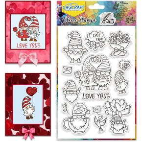 CHGCRAFT Valentine's Day Clear Stamps Gnomes Love Rose Transparent Stamp Silicone Clear Stamp Seals for DIY Scrapbooking Journaling Photo Album Decorative Card Making