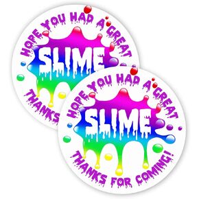 Slime Rainbow Party Party ملصقات - 20 ملصقات حقيبة - Slime شكرًا لك - Smime Party Supplies - Slime Party Decorations - Rainbow Stickers B