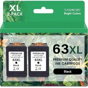 63 XL High Livers Ink Cartridge Combo Pack Pack Pack for HP 63 Ink ؛ لـ HP Envy 4520 4512 4516 ؛ OfficeJet 3830 4650 4655 5200 5255 5252 5222 ؛ Deskjet 1112 2130 2132 3630 (2 Black Pack