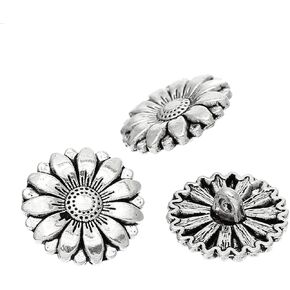العلامة التجارية Pepperlonely 10pc أزرار خياطة المعادن الفضية ذات الزهرة الفضية مع Shank 18mm (6/8 بوصة)