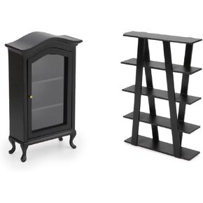 Dollhouse Furniture Display Shelf 1:12 Scale Miniature Bookshelf Cabinlet & Four Tier REVS ALVES DOLL SOPSIONIS