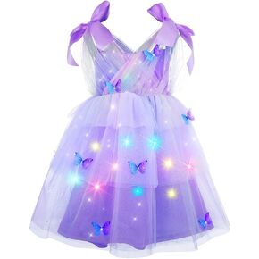 Adfild Butterfly تبرز فستان توتو أرجواني LED LED متوهجة تول فساتين تودلر للأميرة الخيالية للبنات والأطفال