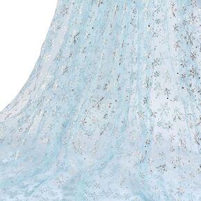 MAYJOYDIY 1Yard Snowflake Silver Foil Mesh Fabric 63inch Ghost White Nylon Tulle Fabric Rolls Sheer Fabric for DIY Tutu Skirt Gift Bow Wedding Winter Party Dress Tablecloth Background Decorations