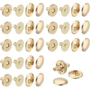 20 Sets Magnetic Snaps Button, (10x2mm/0.39"x0.08") Metal Magnetic Sew in Clasps for Purse Handbag Wallet Overcoat Bag Fasteners Snap Buttons, Gold