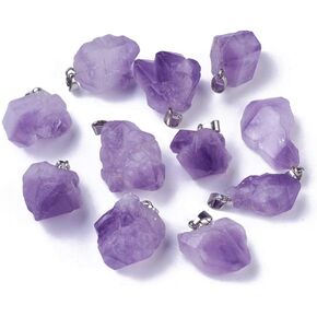 Danlingjewelry 30pcs Amethyst Amethst Point Chakra Reiki Nuggets المعلقات لأقراط القلادة المجوهر