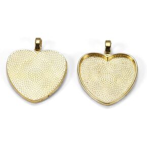 Esowemsn 10pcs 25mm alloy alloy heart trays diy diy prendant tray charm blanks planks for diy mownertings make ، photo photo photo ، netlace make accessories