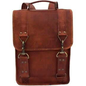 Handcrafted Full Grain Vintage Leather Backpack Shoulder Bag, 13 Inch Laptop MacBook Rucksack Handbags For Men and Women