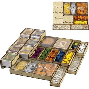 Smonex Board Game Organizer متوافق مع الإصدار الأساسي للكروية وجميع التوسعات - صندوق منظم مصنوع من الخشب الرقائقي الطبيعي - إكسسوارات ألعاب الإستراتيجية