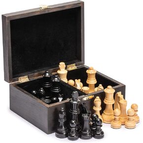 Husaria Staunton Tournament No. 5 Chessmen مع 2 Queens و Wooden Box ، 3.6 بوصة ملوك