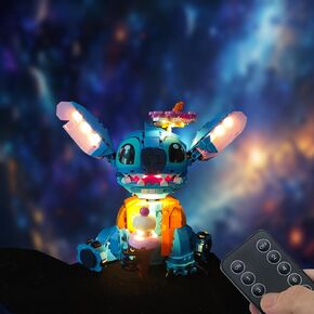 طقم مصباح LED RC الذي تمت ترقيته لـ LEGO Disney Stitch 43249 USB Connecting Set TEW متوافقة مع LEGO 43249 (الأضواء فقط ، بدون طرز LEGO) (RC)