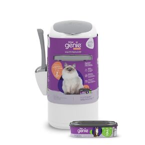 Litter Genie Style Pail | نظام التخلص من نفايات فضلات القطط للتحكم في الرائحة | تتضمن حقيبة إعادة تعبئة مربعة واحدة