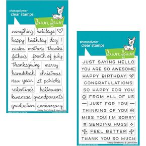 Lawn Fawn Happy Everything and Simply Sentiments Clear Stamp Sets, Bundle of 2