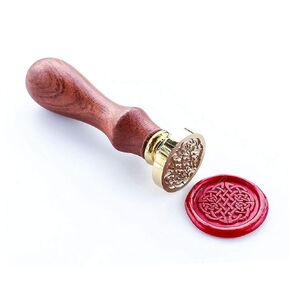 Wax Seal Stamper, VOOSEYHOME Red Endless Chinese Knot Stamp with Rosewood Handle, Decorating on Packings Invitations Mail Envelope Letter Sealers Card Book for Birthday Themed Party Wedding Signature