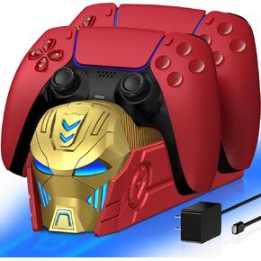PS5 Controller Charger Station for PlayStation 5 Dualsense Controllers-Fast PS5 Dual Controller Stand Charger Dock with AC Adapter-LED PS5 Controller Charging Station Accessories for DualSense Edge