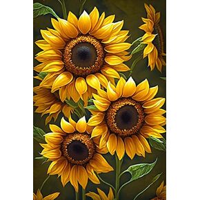 مجموعات الطلاء الماس Sunflowers - لوحة ماس ملونة وهادئة للمبتدئين ، مجموعة فنية الكريستال الأحجار الكاملة للدائرة ، ديكور الجدران و Park Decor (16 × 20 بوصة)