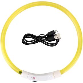 قلادة LED قابلة لإعادة شحن USB إضاءة سوار السلامة قلادة متوهجة توهج في The Dark Super Bright for Party Favors عيد ميلاد الأنشطة في الهواء الطلق (Amarillo)