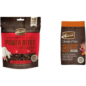 Merrick Grain Free Dry Dog Food and Grain Free Power Power Treats Dog Treac