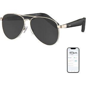 Smart Sunglasses, Round Polarized Lens Bluetooth Glasses for Men/Women with Speaker, Music Glasses Audio (GD02-C7)