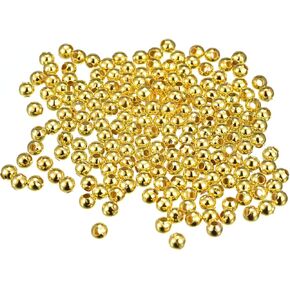 uxcell 1200Pcs Smooth Round Spacer Beads, 3mm Spacer Loose Ball Beads for Jewelry Making Bracelet Necklace DIY, Bronze