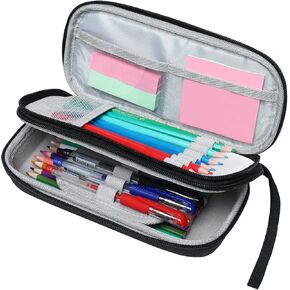 Mosiso double layer pen pency case ، proctor storage storage storage pencizer bace pencizer with handle & Front Pocket ، Office College Supplies for Teens Oners ، Black