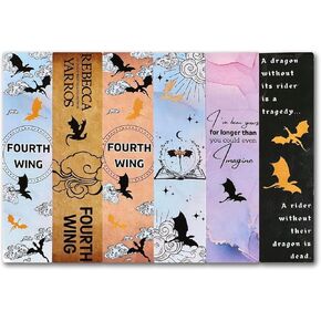6 pcs Fourth Dragon Wings Fantasy Bookmark Set, Decorative Book Markers with Inspirational Quotes