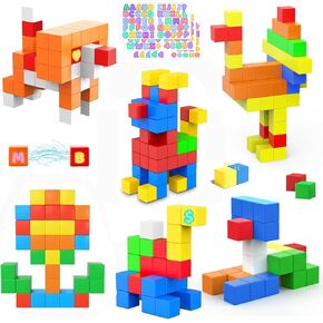 66pcs لبنات البناء المغناطيسية كبيرة 3.3 سم/1.3 بوصة مكعبات للتكديس للأطفال STE