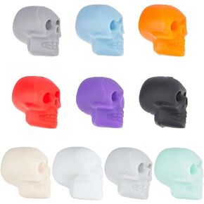 20 Pcs 10 Colors Silicone Focal Beads, Skull Silicone Beads Halloween Theme Rubber Beads Loose Spacer Beads for Beaded Pen Kaychain Necklaces Jewelry Making Crafts