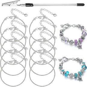 20 Pieces Snake Chain Charm Bracelet Chain with Bracelet Helper Adjustable Snake Charm Bracelet with Heart Lobster Clasp Extender Chain DIY Bracelet Chains for Women Girls Jewelry Making Supplies