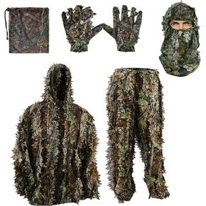 Zicac Outdoor Camo Ghillie Suit 3D Leafy Camouflage Clothing Jungle Woodland Hunting