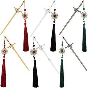 Framendino ، 6 Pack Sword Sword Barkmark Retro مع علامات كتاب قلادة الشرابة للقارئ