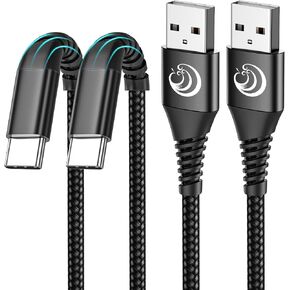 كابل USB C بطول 10 أقدام 3 عبوات شحن سريع من النايلون المضفر طويل من النوع C كابل شاحن لهاتف Samsung Galaxy S24 S23 S22 S21 S10 S9 S8 A02s A03s A11 A12 A13 A14 A21 A22 A32 A42 A53، الكمبيوتر اللوحي، LG، Moto، TCL