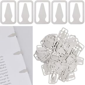 Sunnyclue 1 Box 100pcs 304 مرجعية من الفولاذ المقاوم للصدأ مرجعية لخط المعادن علامات الفضة المستطيل مع علامات كتاب السهم تغطي الملحقات لعشاق الكتب