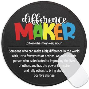Difference Maker Mouse Pad for Desk, Difference Maker Definition, Round Mousepad with Non-Slip Rubber Base, Thank You Gifts for Teacher Leader Boss, Inspirational Gifts for Employee Coworker