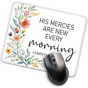 His Mercies are New Every Morning Funny Mouse Pad for Desk, Christian Gifts for Women Psychologist, Bible Verse Mouse Pad for Coworker Colleagues Friend, Religious Gifts for Her