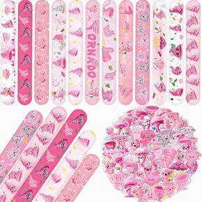 74 PCS Pink Tornado Party Favors 24pcs Tornado Slap Bracelet 50pcs Tornado Tornado ، هدايا ديكور حفلات عيد ميلاد Nado للإعصار الثاني.