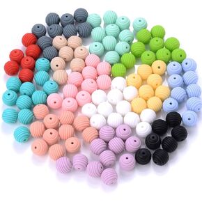 50PCS 15mm Silicone Honeycomb Beads Mix Color - Bulk Colorful Spacer for DIY Craft Garland Keychain Lanyard Necklace Bracelet Jewelry Making Accessories Handmade Crafts