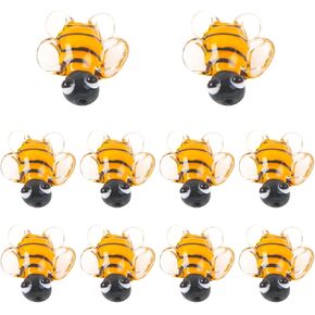 10 Pcs 3D Bee Beads Lampwork Glass Beads Yellow Honeybee Bumblebee Loose Spacer Beads for DIY Jewelry Making