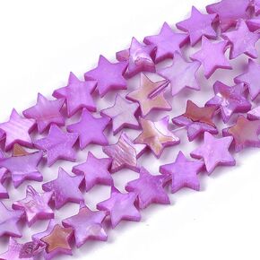 Fashewelry 38pcs Celestial Star Natural Freshwater Shell Loose Beads Polished Five-Pointed Star Flat Spacer Beads Fully Drilled for Jewelry DIY Craft Necklace Bracelet Earring (White)