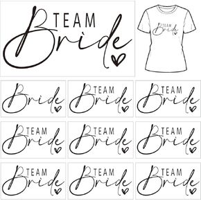 Glenmal 9 PCS Team Team Bride Bridesmaid Iron on Heat Transfer Vinyl مجموعة لقمصان وصيفات الشرف ملصقات الفينيل لصالح حفلة شاطئ Bachelorette Party Party ، ملحق الزفاف للعروس