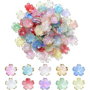UR URLIFEHALL 30 Pcs 5 Colors Multi-Petal Glass Cone Beads Flower Cone Beads Glass Trumpet Flower Beads Jellyfish Charms for DIY Earring Jewelry Wind Chime Making