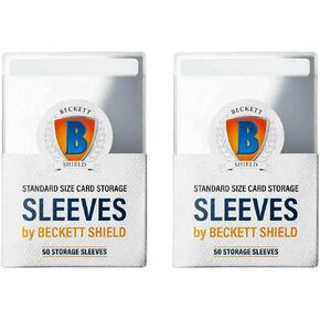 Arcane Tinmen Beckett Shield: STORAGE SILEVES SIZE SIZE - 2 حزم (100 أكمام) - متوافق مع Pokemon و Yugioh و Magic The Gathering Card Slives (AT -90201)