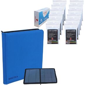 1200 Count High Clear Penny Card Sleeves Bundle with 720 Pockets 12-Pocket Double-Sided Classy Blue Trading Card Album