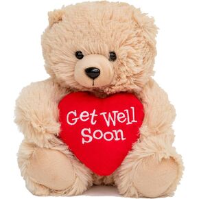 Get Well Teddy Bear with Gray Hoodie 9 Stuffed Animal Plushie Doll for Comfort and Love with Get Well Soon Card (Tan Nose)