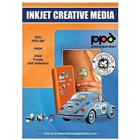 PPD PPD PRINTIPE VINYL PAPER لطابعة نفث الحبر ، ورق ملصق غير لامع 8.5 × 11 ، طباعة ملصقات خاصة بك في المنزل ، صورة مخصصة ، مقاومة للماء ، مقاومة للدموع ، جافة فورية (20 ورقة)
