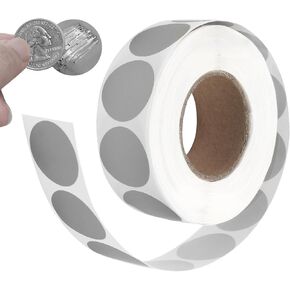 1000pcs 1" Round Scratch Off Stickers, 1 Roll Silver Self Adhesive Labels, DIY Stickers for Scratch Tickets, Party Games, Scratch-Off Cards