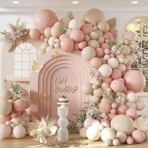 134pcs Dusty Pink Balloon Arch Kit, Dusty Pink Sand White Balloons for Boho Wedding Bridal Baby Shower Birthday Party Decorations